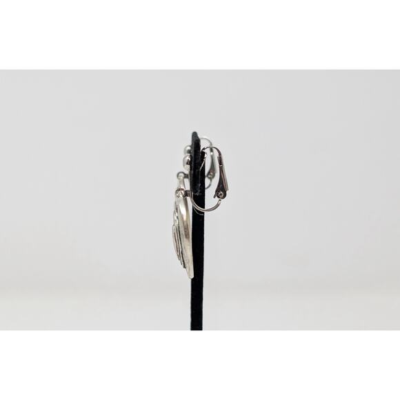 Silver Tone Layered Heart Necklace Earrings Set Multi-Strand Clip On Boho - Picture 7 of 13